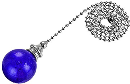 uxcell Chaîne de traction pour ventilateur de plafond - 50,8 cm - Cristal décoratif - Extension de 3 mm de diamètre - Pendentif boule craquelée - Bleu