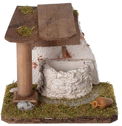 Krippenbrunnen aus Holz und Gips, für 10-12 cm Krippe, 15x15x10 cm