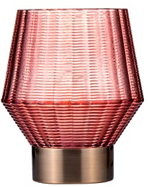 Pauleen 48243 Classy Glamour mobile Tischleuchte Glas Tischlampe Timerfunktion 6H Batterie Glaslampe ohne Kabel Rosa/Messing