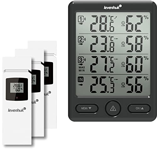 Estación Meteorológica Digital Inalámbrica Levenhuk Wezzer PLUS LP20 con 3 Sensores Remotos, Funciones de Termómetro e Higrómetro