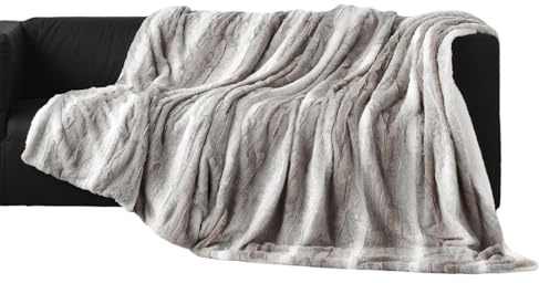 Douceur d'Intérieur, Plaid Chaud Hiver (180 x 220 cm) Sven Naturel, Imitation Fourrure & Sherpa