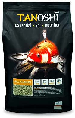Tanoshi Koifutter - All Season 5 kg 3mm | Schwimmendes Ganzjahres Allein-Koifutter für ausgewogene Koi-Ernährung mit Lachsöl…