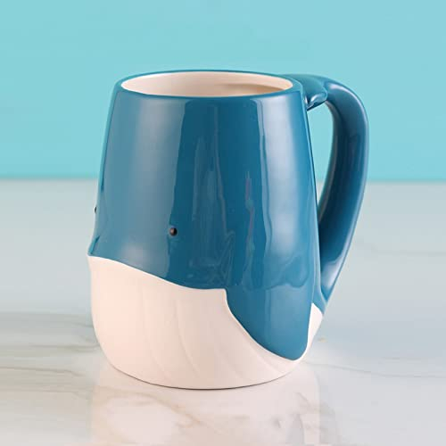DECRZPB Handcrafted Ceramic Coffee Mug Whale Tea Cup Pottery Coffee Cup Mug Gift for Office and Home