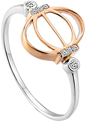 Lieson Verlobungsringe Damen, Damen Ring 18 Karat Weißgold Laterne mit Diamant 0.088ct Hochzeit Ringe Weißgold Große 48 (15.3)