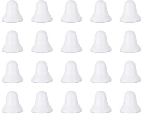 STOBOK 20 campanas de espuma de poliestireno blanco, campanas de Navidad, campanas de poliestireno, formas para bricolaje, proyectos de manualidades, árbol de Navidad, suministros de fiesta de 7,4 cm