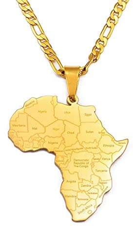Stylish-Art Afrika-Karte Mit Halsketten Mit Städtenamen,Afrikanische Schmuck-Amulette Für Frauen Und Männer,Party-Jubiläumsgeschenke Im Hip-Hop-Stil