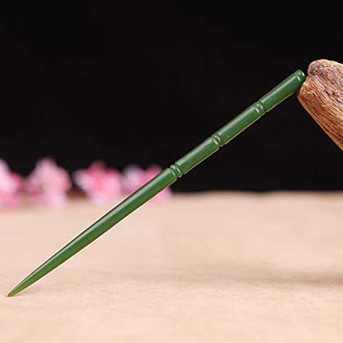 Essstäbchen Aus Grünem Jade-Bambus,Chinesische Haarstäbchen Haarspangen Für Frauen,Mit Geschenkbox,Essstäbchen-Haarnadel-Haar-Accessoire Haarklammern Für Lange Haar