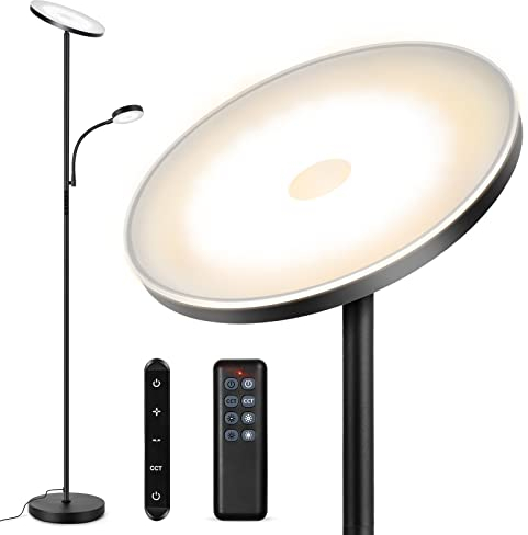 OUTON Lampada da Terra LED, 42W/3600LM 126 LED Lampada da Pavimento Moderna con lampada da lettura, con Telecomando, 4 Temperature di Colore &Interruttore Touch, per Soggiorno, Camera, Studio