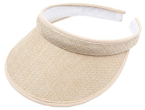 Wide Brim Beach Sun Visor Hat Women Men Sport Visor Caps for Tennis Golf Running Beige