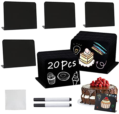Buffet Schilder, Mini Kreidetafel Kunststoff tafeln Kleine Tafeln zum Beschriften Abwischbare Tafeln für Hochzeit Party Gastronomie Namensschilder Schwarz