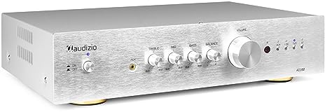 Audizio AD200A - HiFi-Stereo-Verstärker 2 x 200 Watt, Bluetooth Verstärker für Lautsprecher und HiFi Anlage, Amplifier, HiFi-Verstärker, Audio Verstärker mit Bluetooth Funktion, Silber