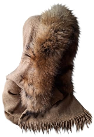 MERRYLAND Echtfell Kapuzenschal Fellstreifen Schal Kapuzenstreifen Stola Kapuze Fur Hoodie Schalmütze Echt Fell