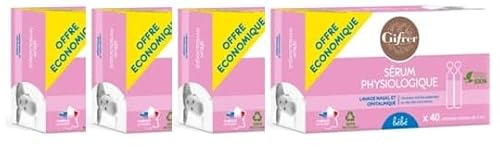 GIFRER | Sérum Physiologique | Hygiène Nasale | Rinçage Auriculaire | Lavage des Plaies | Action Humidifiante | Fabrique en France | Lot de 4 Boîtes de 40 x 5ML Transparent