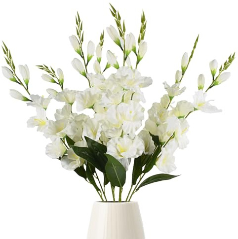 Hanycon Künstliche Gladiolen-Blumen mit langem Stiel, 78 cm, künstliche Orchideen, Kunstseide, Blumen für Hochzeit, Brautstrauß, Kranz, Tischdekoration, Outdoor-Dekoration, Königsblau, 8 Stück