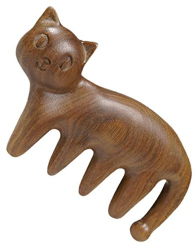 GOOHOCHY Wooden Cat Scalp Massage Comb Wide Tooth Hair Comb Scalp Care Tool for Stress Relief Full Body Massage Suitable for Cats and Humans