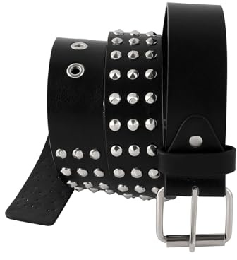 Manfnee Punk Gürtel Nietengürtel Damen und Herren kunstleder gürtel für Jeanshosen Hip Hop Gothic Rock Gürtel