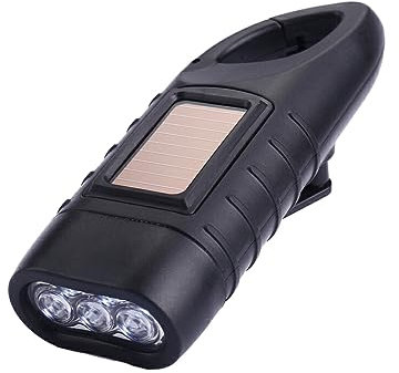 BEALIFE La manivelle de lampe de poche LED portative s'allume pendant 8 minutes en seulement 1 minute de rotation ABS en même temps, noir