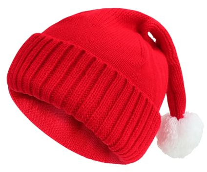 TAGVO Gorro Navideño para Adultos Niño, Gorro Santa Claus Sombreros Navideño de Invierno Gorro de Papá Noel Roja para Fiesta Festiva de Año Nuevo