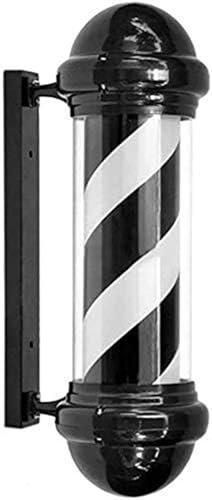 ININOSNP Poste de barbería Giratorio e Iluminado, lámpara Led de luz de Rayas Blancas y Negras giratorias montable en Pared, 1 ud.