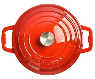 QXCIVR 23cm Enameled Cast Iron Dutch Oven 2 Heavy Soup Pot Casserole Dish for Bread Baking and Stew Kitchen Nonstick Braised Pot(Purple Dutch Oven)