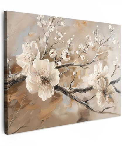 MuchoWow© Quadri Moderni Camera Da Letto Foto Quadro Con Cornice | 70x50 cm - Decorazioni Parete Soggiorno Stampa Su Tela Moderna Casa Salotto Poster Fiori - Natura - Bianco - Fiore - Astratto