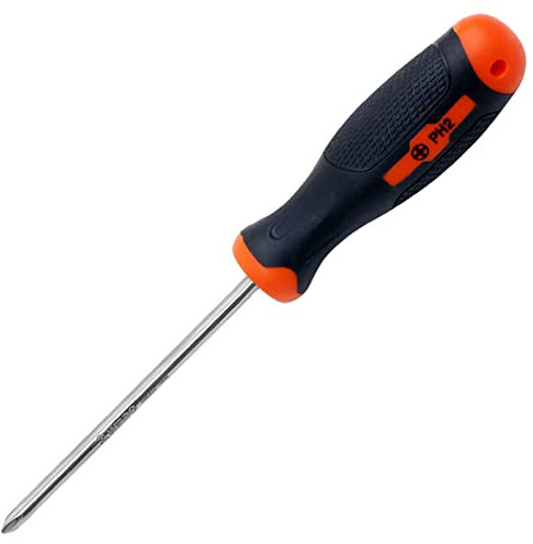 WEDO Phillips Screwdriver,Tip PH #1 with 4-Inch (100mm) Shank,420 Stainless Steel,Cross-Head Screwdriver,Length 205mm,Ergonomic Soft Grip TPR Handle,Micro Magnetic,Corrosion-Resistance