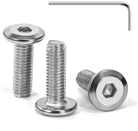 Tunejoy Viti a Testa Piatta M5 x 16 mm Vite a Testa Esagonale Bulloni in Acciaio Inox A2 V2A Bulloni per Mobili con Chiavi a Esagono Filettatura Completa 30 Pezzi