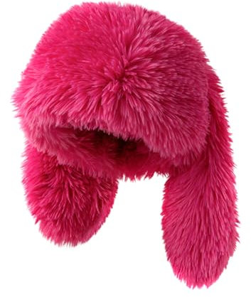 ISAKEN Dame Mädchen Plüsch Tier Hase Ohren Hut Mütze mit Langen Ohren, Wintermütze Mütze Winter für Damen Plüsch Verdickt, Fellmütze Schneedicht Winddicht Long Ear Bucket Hat for Autumn Winter