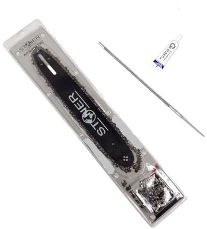 Barra e Lama Per Motosega da 35 cm 14 Pollici 3/8 1.3 mm 52 Maglie Ricambio 2 Catene in Omaggio Per Motoseghe Scoppio Potatura, Barra Guida + 1 Tubetto di Grasso Lubrificante + Lima Affilacatena