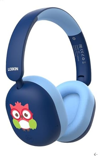 LOBKIN Cuffie Bambini, Auricolari Wireless per Bambini Bluetooth 5.4 Over-ear con Controllo del Volume a 85 dB e Cavo, Cuffie Bambina Regolabili Pieghevoli Ultraleggere per Scuola e Viaggi
