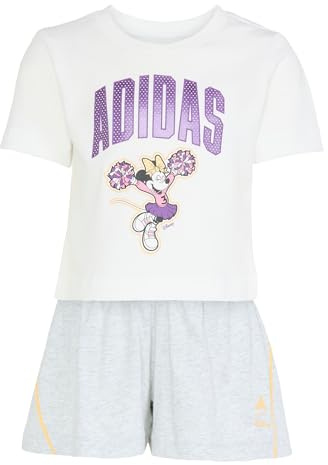 adidas Bambine e ragazze DISNEY MINNIE MOUSE T-SHIRT SET, white/Semi Ice Tangerine, 5-6 Years