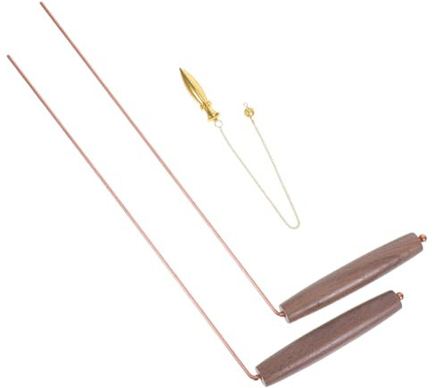 TEMPNAP 1ensemble Kit De Bâtons De Radiesthésie Cuivre avec Pendule Outils De Divination pour Recherche Eau Trésors Détecteur De Métaux Manuel pour Applications Professionnelles