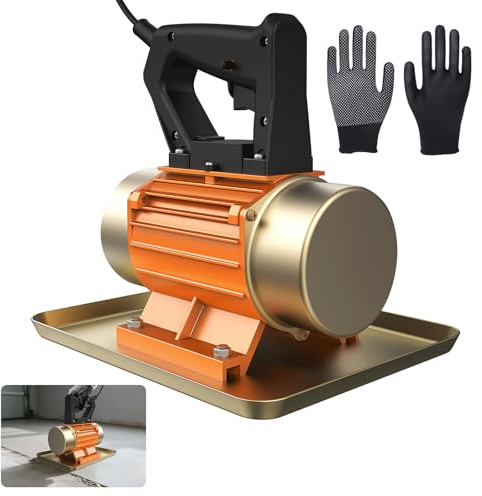 Plaque Vibrante pour Chape de Béton 370W, Surfaceuse Béton Électrique avec Verrouillage Continu à Une Touche, Idéale pour la Réparation des Sols en Ciment et le Nivellement des Pentes de Garage