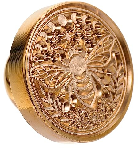 Wachssiegelstempel Bienenmuster aus Kupfer, Gold, Traditioneller Stil | Selbstgemacht Dekorstempel für Hochzeitseinladungen und Pflanzproben, Non Stick, Dekoriert Grußkarten, Schulbeginn Party