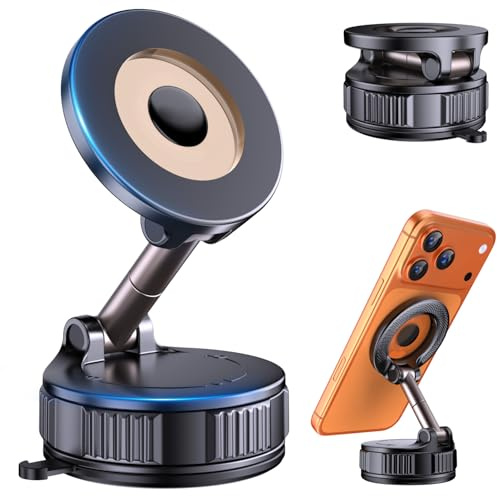 Vooii Phone Holders for Your Car for Magsafe (130+LB Strongest Ever Suction & 3000gf Magnetic) 360° Adjustable Vacuum Car Phone Mount, Car Phone Holder for iPhone 17 Pro Max 16 15 14 13 12 Air Plus
