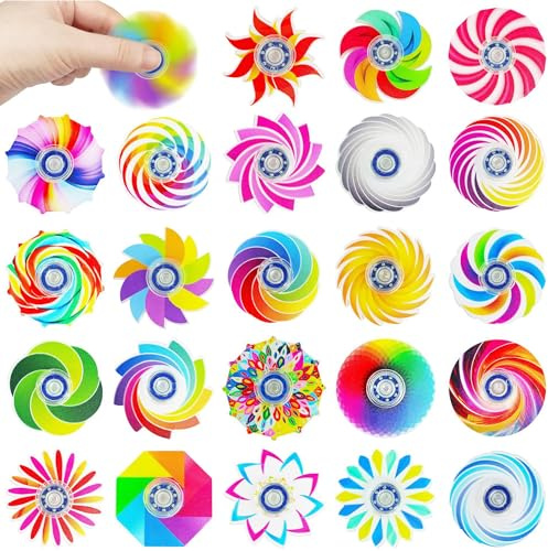 InteDesign 24 Stück Fidget Spinner, Pop Fidget Spinner Pack Großpackung, Partygeschenke für Kinder, Farbige Finger Spinner Toys für Konzentration & Angstlinderung, Klassenpreise (Regenbogen)