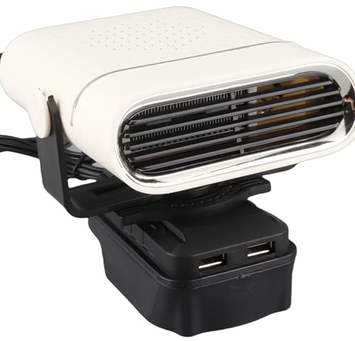 Cuifati Batteriebetriebene Raumheizung, Tragbarer Auto-Heizventilator, Auto-Windschutzscheiben-Enteisung und Entnebelung, Elektrische Heizung für Autos, Kleine Räume, 360° Drehbar, 160°