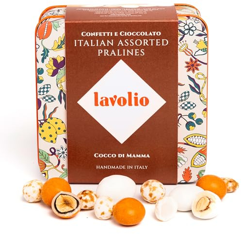 Lavolio COCCO DI MAMMA - Selezione raffinata di praline al cioccolato ripiene di cocco e frutta secca (Mandorle e Nocciole) - Scatola regalo di cioccolato italiano - Gluten Free - 150g