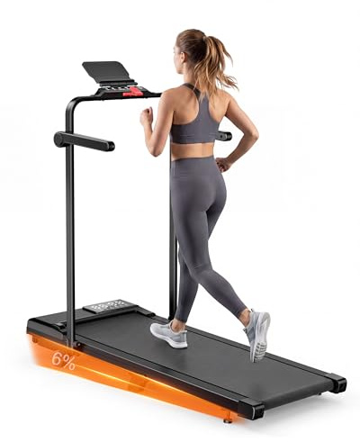 MJWW Walking Pad mit Steigung 6% / 9%, Laufband für Zuhause & Büro 136 KG mit Smart App 6 km/h & 12 km/h, Laufband Schreibtisch Leise 2.5 PS mit Schulungskurse und Multiplayer-Wettbewerbe