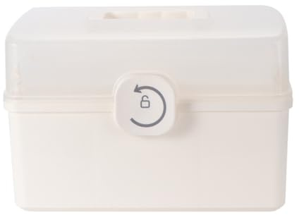 ELEOUTI Boîte de Rangement Médicale Poignée Portable en Plastique Blanc et Système de Boucle Rotative, Grand Organisateur pour Pharmacie à Domicile et Premiers Soins