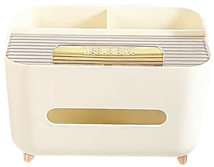Organizador de pañuelos para guardar servilletas, pañuelos de cosméticos, organizador de escritorio con bolígrafo de papelería, mando a distancia, pañuelo decorativo para restaurante (beis, 21 x 15 x