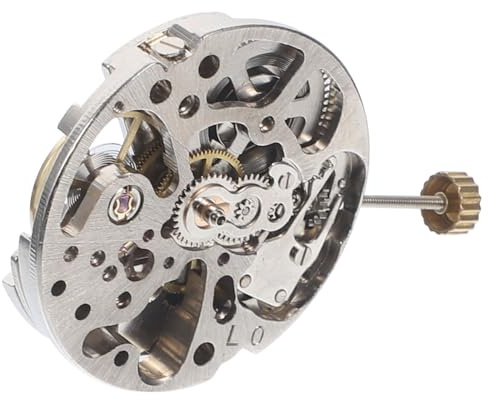 Homoyoyo Movimiento de Reloj Automático de Cuarzo Diseño Esqueleto en Metal Color Plata para Reparación y Mejora de Relojes Precisión y Rendimiento Fiable