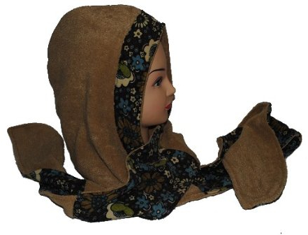 alles-meine.de GmbH brauner Kapuzenschal Fleece Schal Schalmütze grün Muster Fleece Blumen Paisley