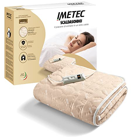 Imetec Scaldasonno, Wärmeunterbett für Einzelbetten, 150x80 cm, niedriger Stromverbrauch, Steuerung mit 2 Temperaturen, gesteppes Gewebe, Made in Italy, hand- und maschinenwaschbar