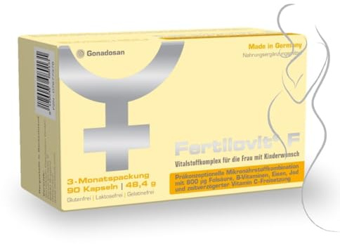 Fertilovit F | vegane Vitamine und Mineralien bei Kinderwunsch | Rundumversorgung mit hochdosierter (800 µg) Folsäure | 90 Kapseln für 90 Tage