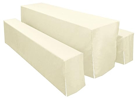 MODERNO Hussen für Festzeltgarnitur, Tischbreite 70 cm, 3-teiliges Set für Biertisch und Bierbänke, Creme