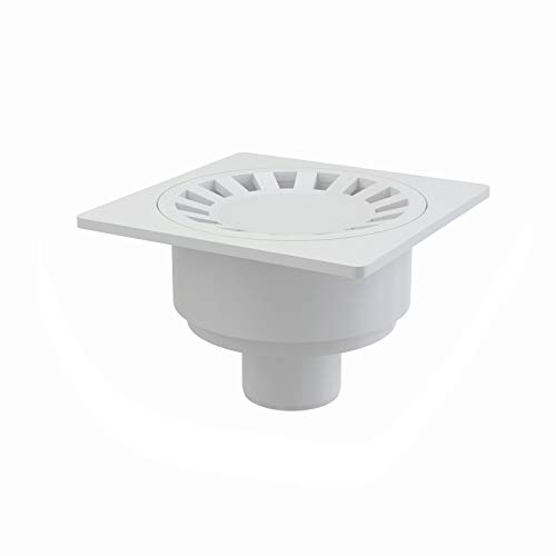Échappement au sol 150 X 150 Connexion DN 50 verticale Blanc kunstoff Extra receveur de douche drain Salle de bain vidange