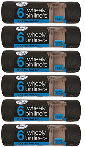 36 Pieces 300 Litre Wheelie Bin Liners EXTRA VALUE Fits Bins 230 Diameter x 143cm Height Strong strength Ideal for general waste and outdoor bins/Home/Kitchen/Office/Garage/Garden/Workshop