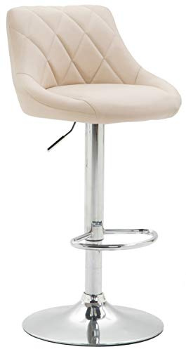 CLP Barhocker Lazio Mit Kunstlederbezug I Drehbarer Thekenhocker Mit Fußstütze I Höhenverstellbarer Barstuhl Mit Trompetenfuß | Farbe Creme Gestell Farbe Chrom