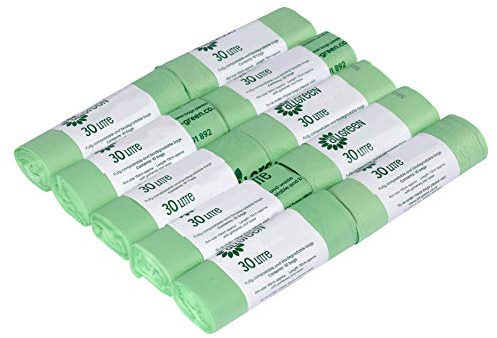 30 Litre x 100 Compostable Bags for Kerbside Bin - EN13432 Kitchen/Outdoor Bin Liners